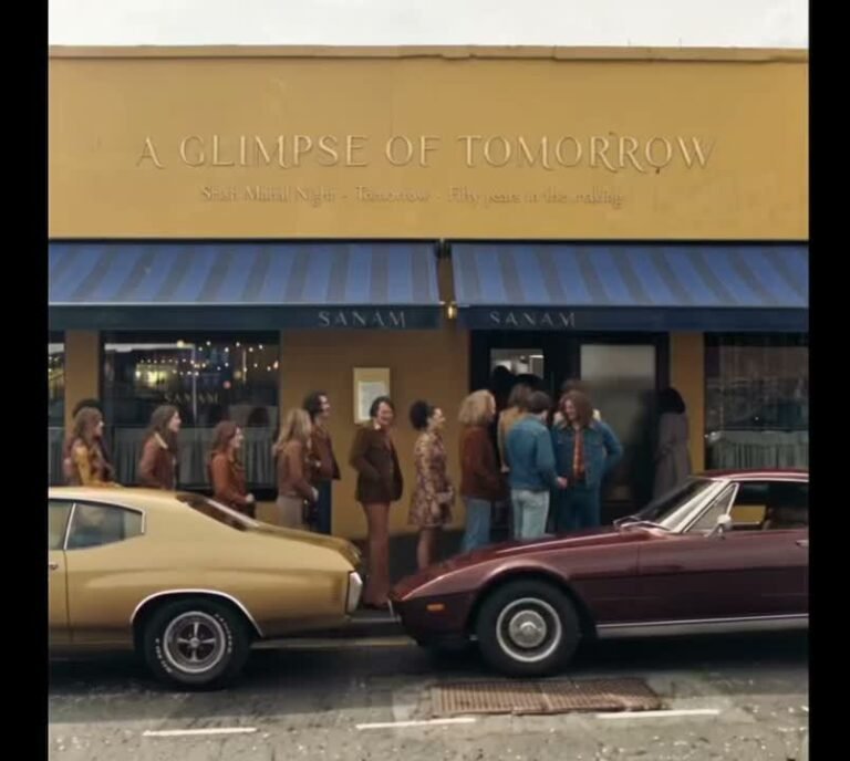 1970s street scene recreated outside Sanam Tandoori for the 50th anniversary campaign