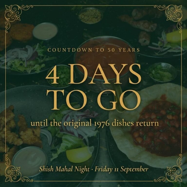 "4 days to go" countdown post from the Sanam Tandoori 50th anniversary campaign