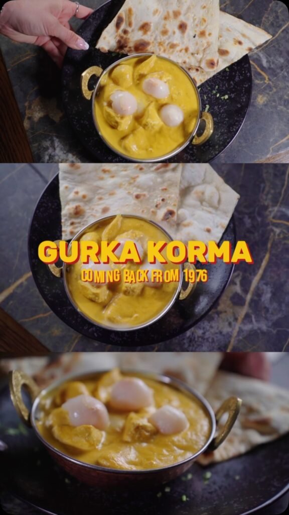 Gurka Korma from the original 1976 menu at Sanam Tandoori, Falkirk